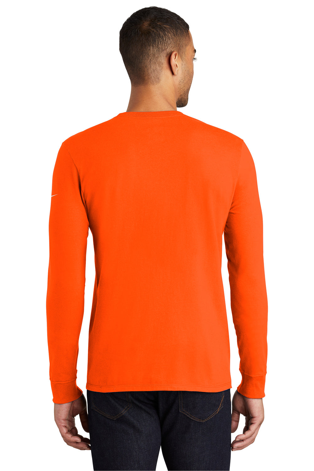 Nike NKBQ5232 Mens Core Long Sleeve Crewneck T-Shirt Orange Back