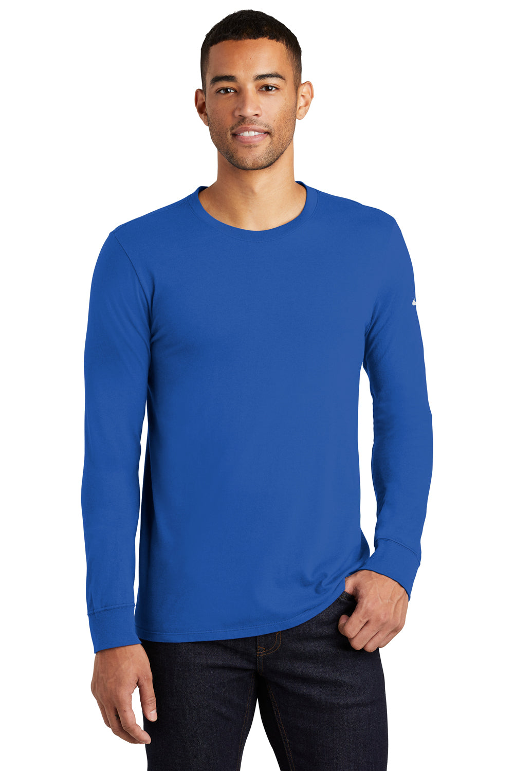 Nike NKBQ5232 Mens Core Long Sleeve Crewneck T-Shirt Rush Blue Front