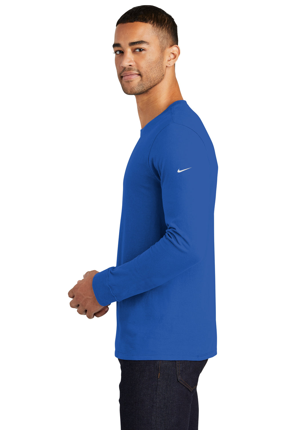 Nike NKBQ5232 Mens Core Long Sleeve Crewneck T-Shirt Rush Blue Side