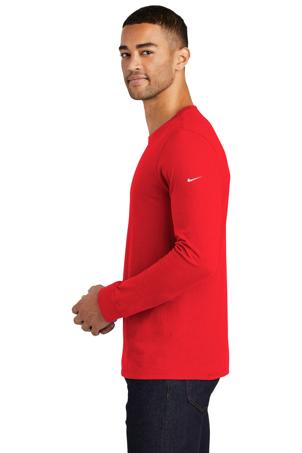 Nike NKBQ5232 Mens Core Long Sleeve Crewneck T-Shirt Red Side