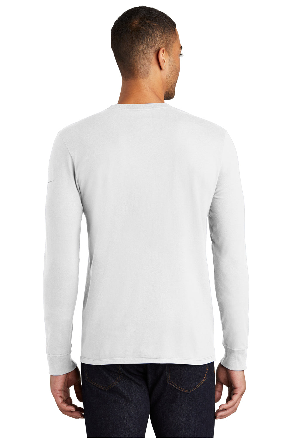 Nike NKBQ5232 Mens Core Long Sleeve Crewneck T-Shirt White Back