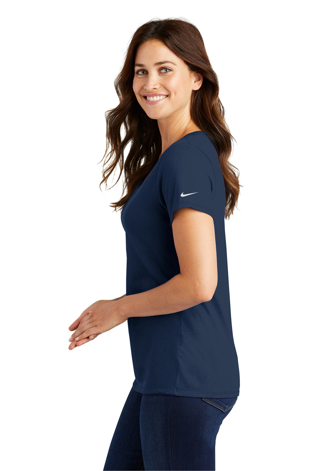 Nike NKBQ5236 Womens Core Short Sleeve Scoop Neck T-Shirt Navy Blue Side