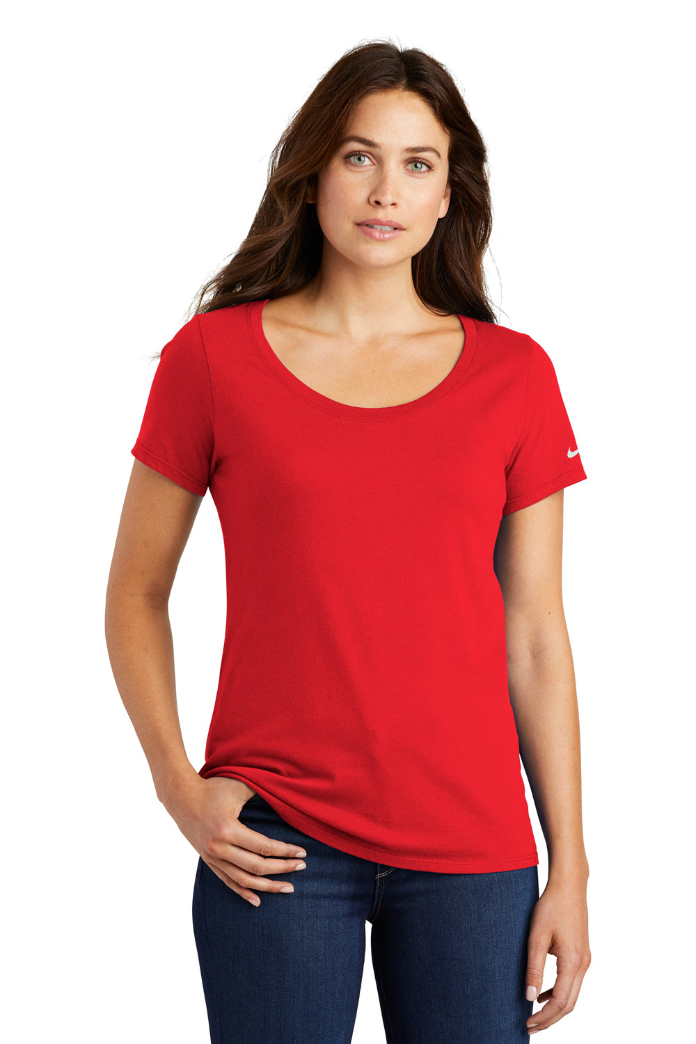 Nike NKBQ5236 Womens Core Short Sleeve Scoop Neck T-Shirt Red Front
