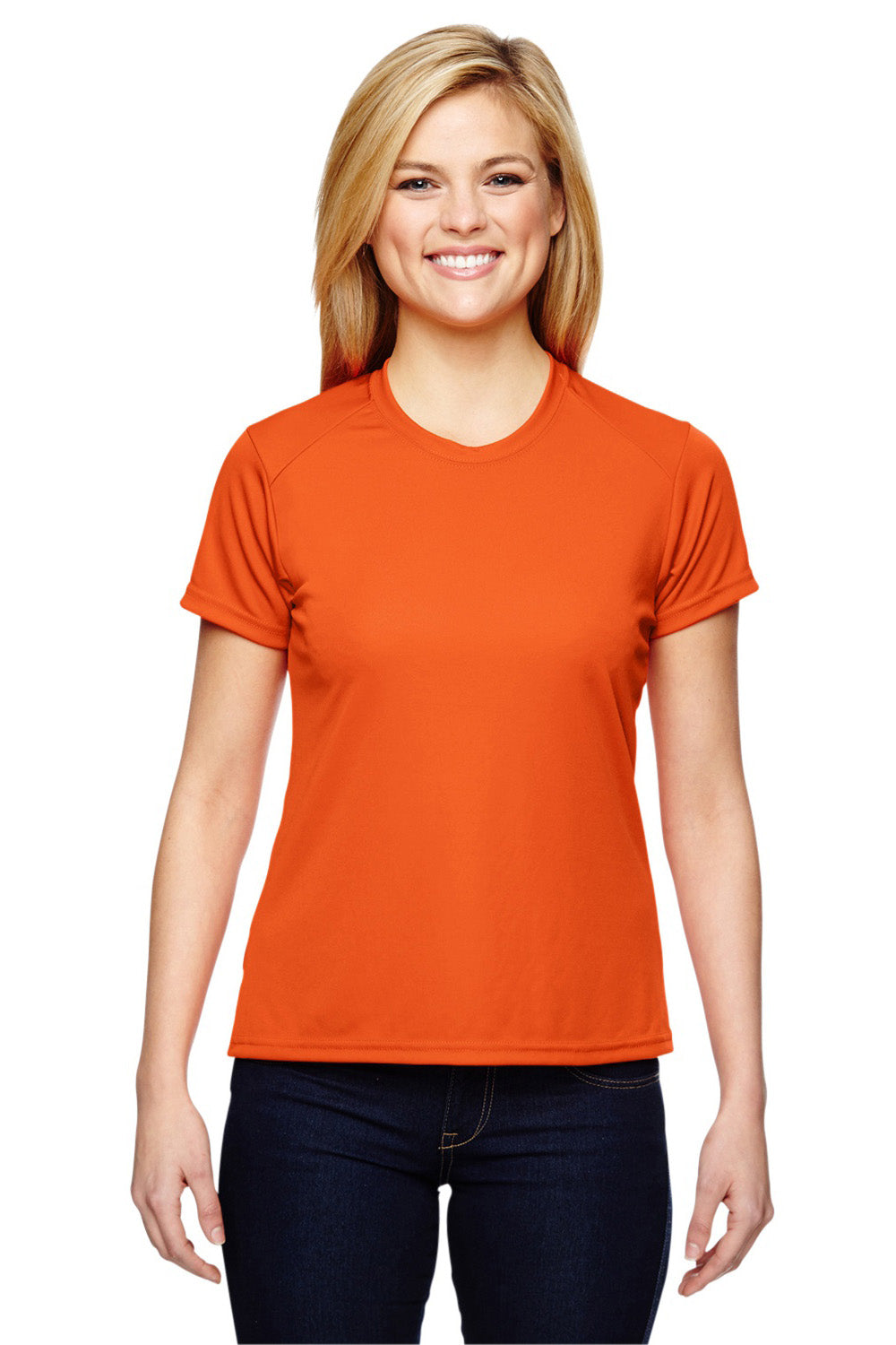 A4 NW3201 Womens Cooling Performance Moisture Wicking Short Sleeve Crewneck T-Shirt Orange Front