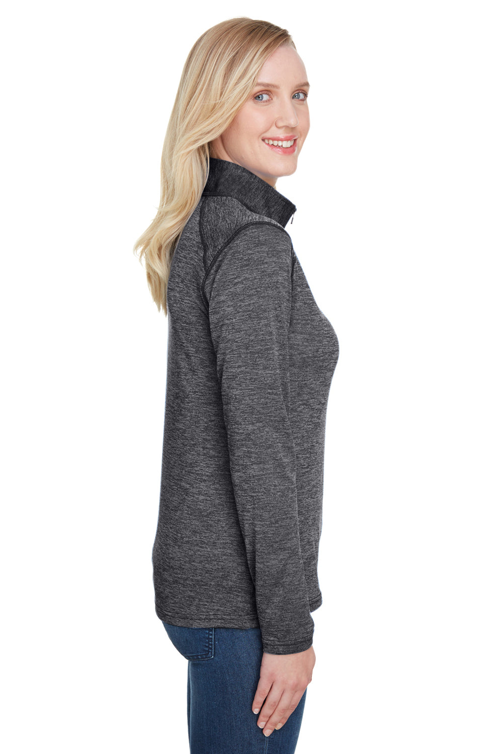 A4 NW4010 Womens Tonal Space Dye Performance Moisture Wicking 1/4 Zip Sweatshirt Charcoal Grey Side