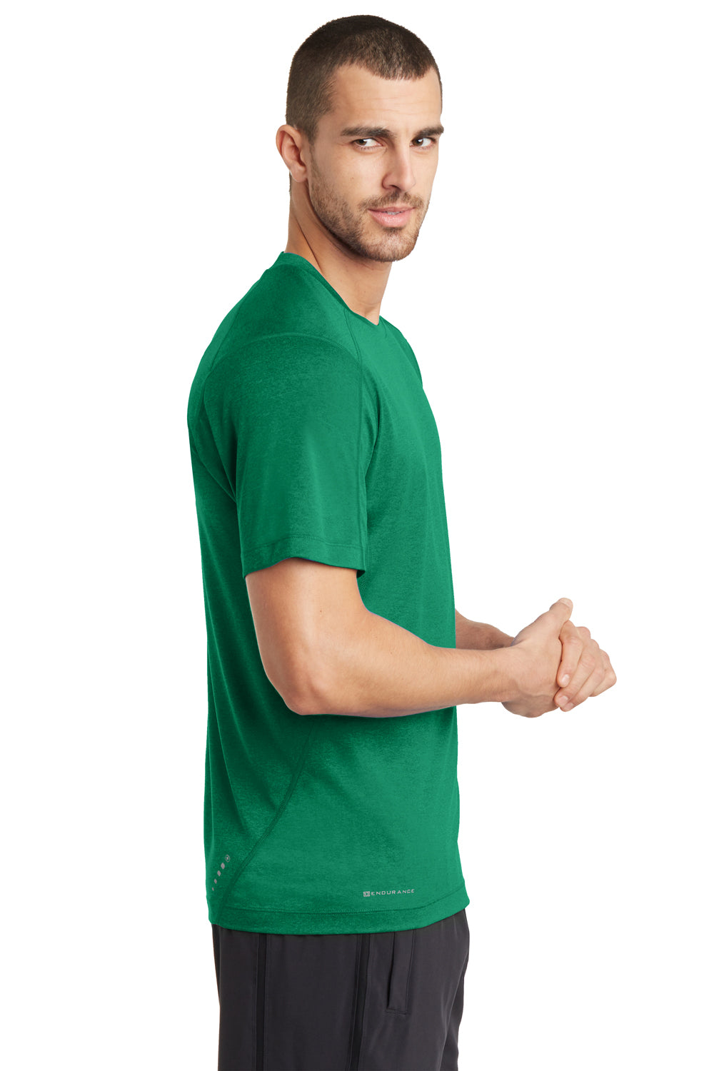 Ogio OE320 Mens Endurance Pulse Jersey Moisture Wicking Short Sleeve Crewneck T-Shirt Green Shift Side