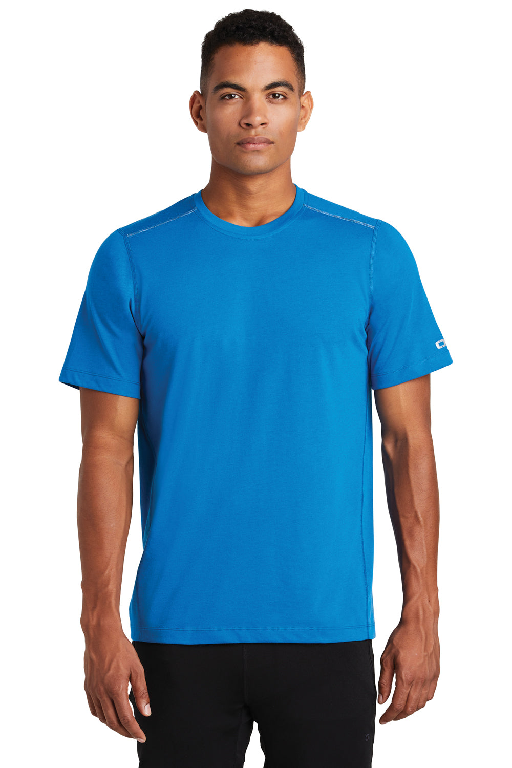 Ogio OE336 Mens Endurance Peak Jersey Moisture Wicking Short Sleeve Crewneck T-Shirt Blue Front