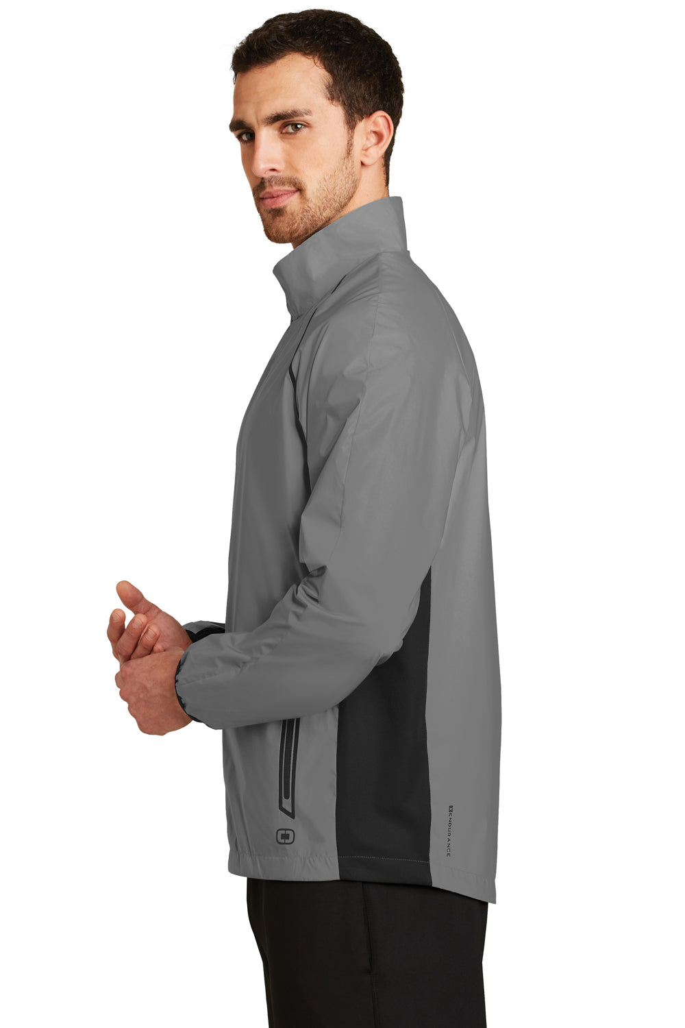 Ogio OE711 Mens Endurance Flash Wind & Water Resistant Full Zip Jacket Reflective Grey Side