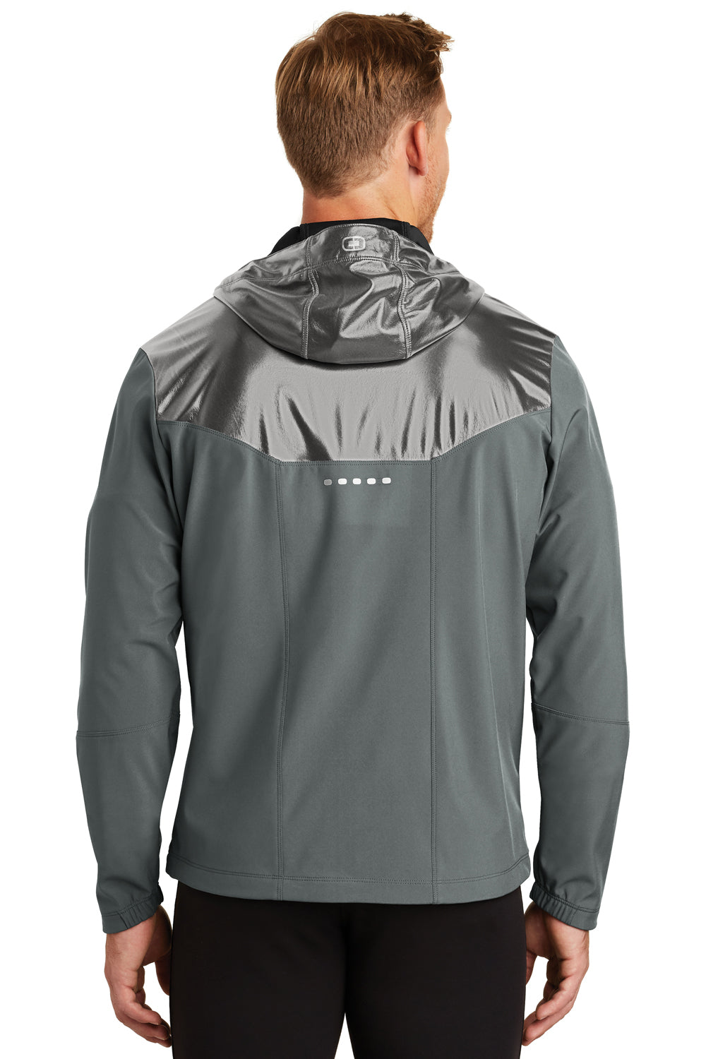 Ogio OE723 Mens Endurance Liquid Wind & Water Resistant Full Zip Hooded Jacket Diesel Grey Back