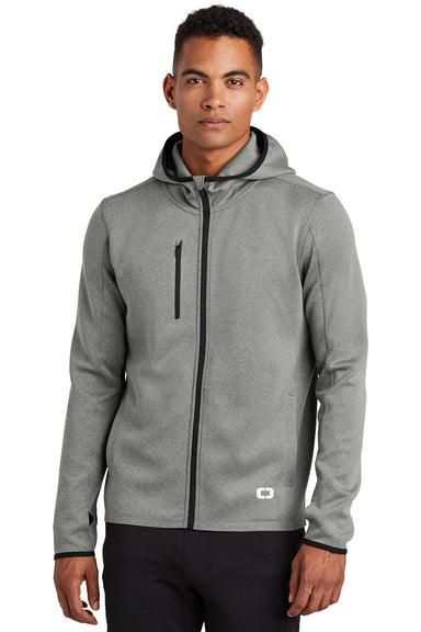 Ogio OE728 Mens Endurance Stealth Moisture Wicking Full Zip Hooded Jacket Heather Grey Front