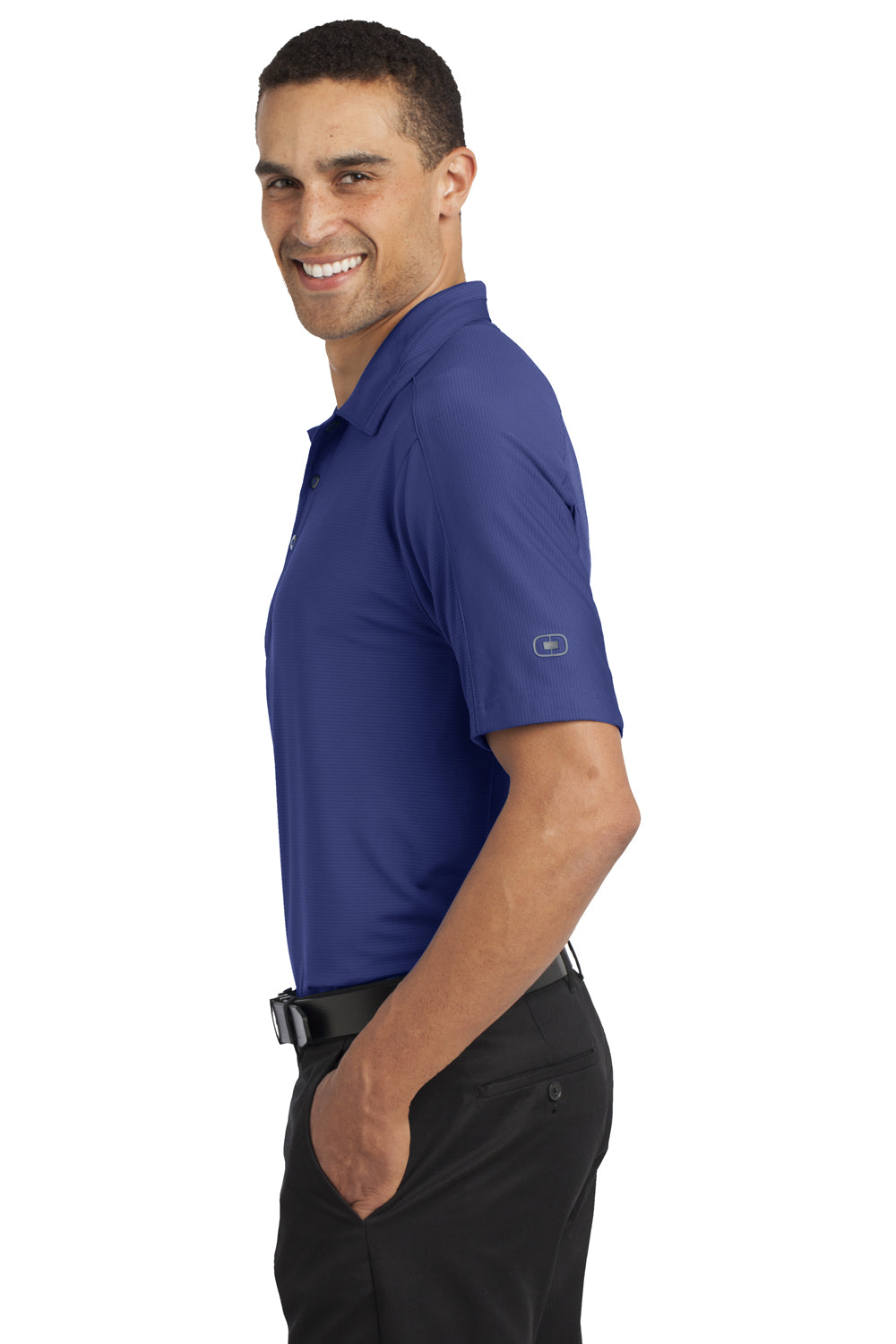 Ogio OG1030 Mens Linear Moisture Wicking Short Sleeve Polo Shirt Blue Side