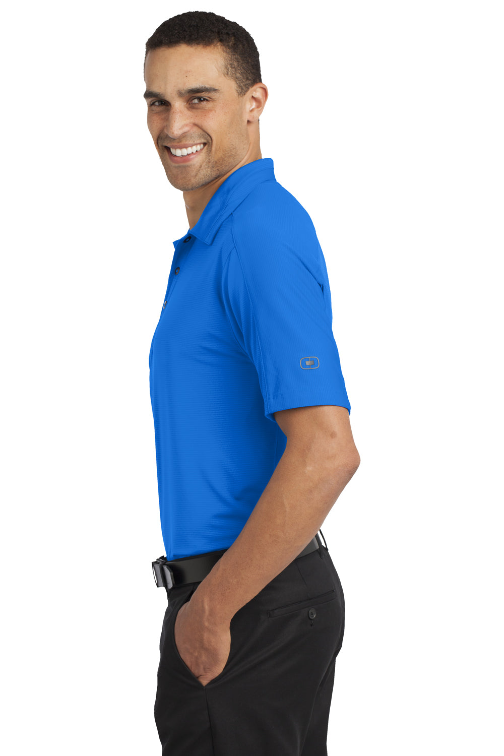 Ogio OG1030 Mens Linear Moisture Wicking Short Sleeve Polo Shirt Electric Blue Side