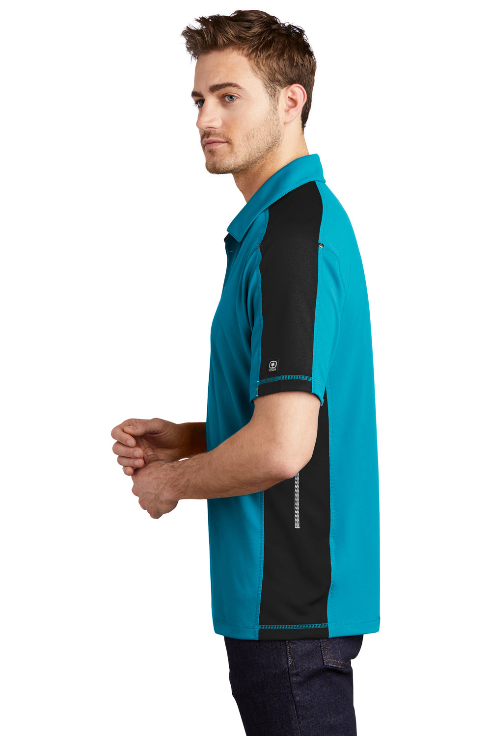 Ogio OG106 Mens Trax Moisture Wicking Short Sleeve Polo Shirt Voltage Blue/Black Side