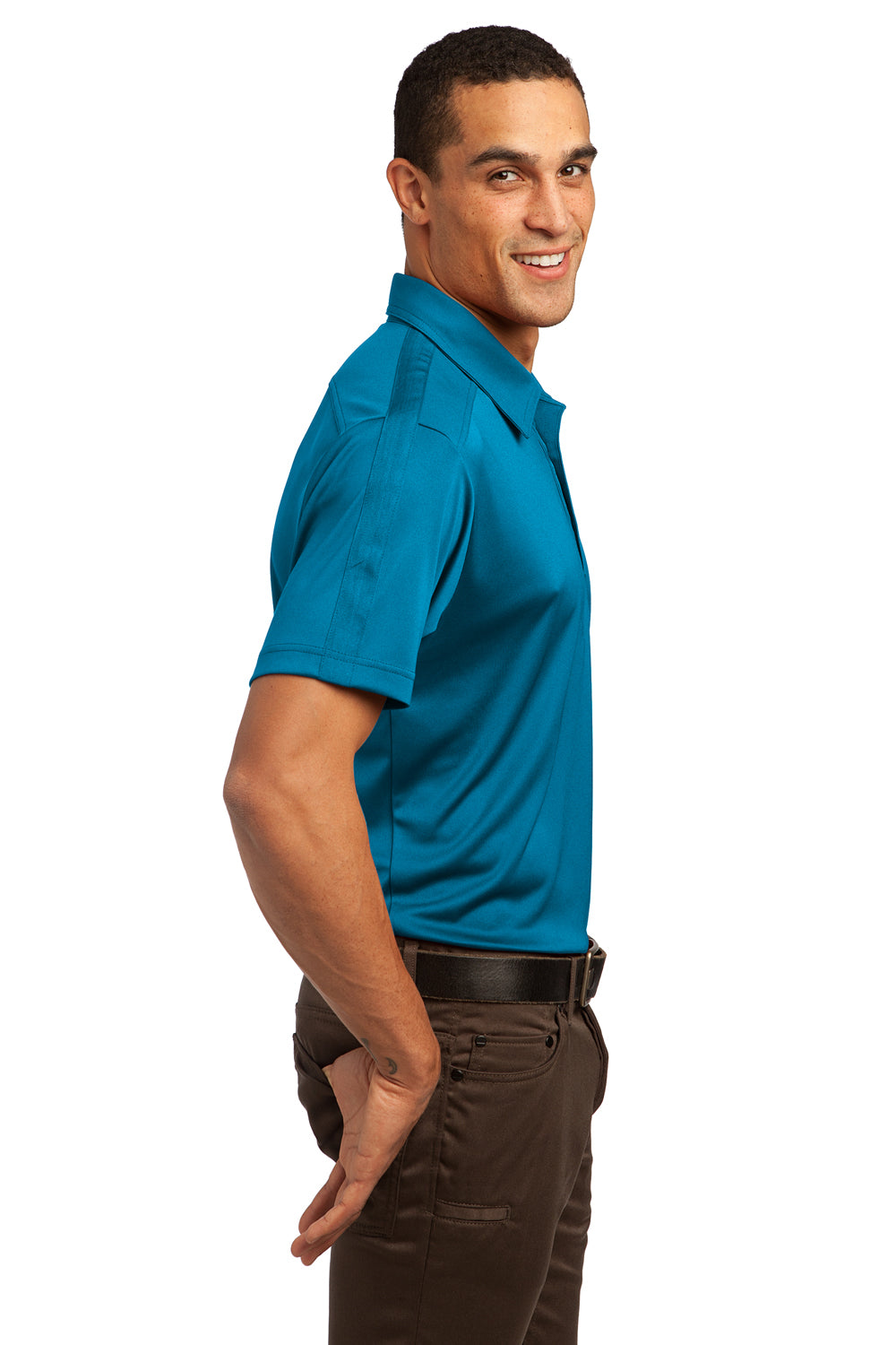 Ogio OG109 Mens Hybrid Moisture Wicking Short Sleeve Polo Shirt Enamel Blue Side
