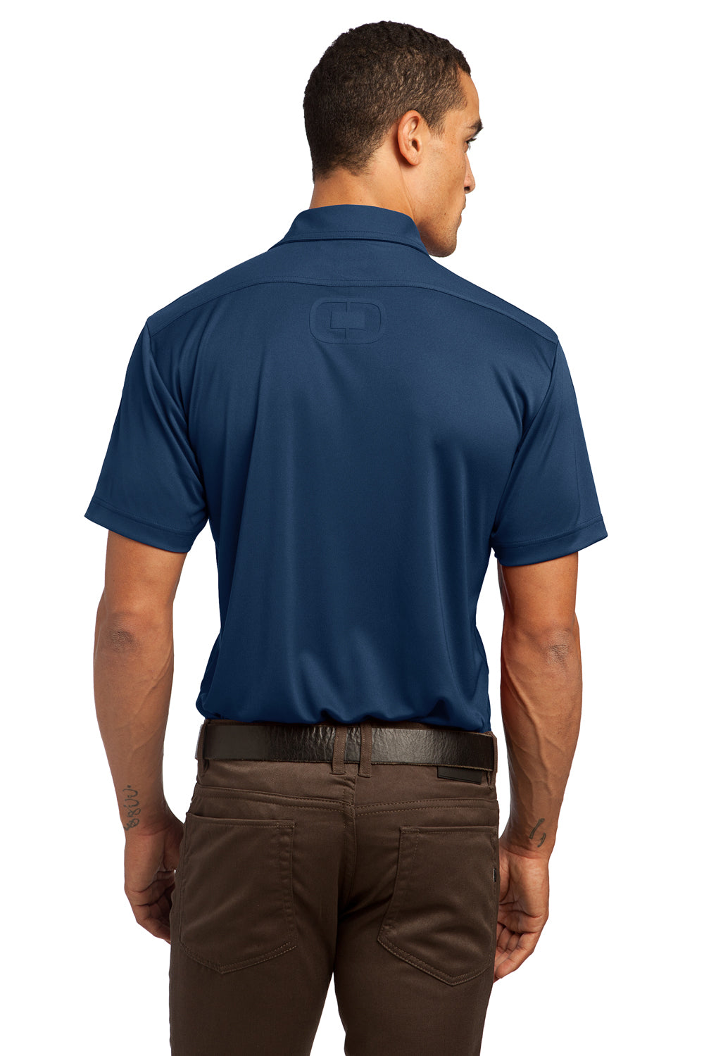 Ogio OG109 Mens Hybrid Moisture Wicking Short Sleeve Polo Shirt Indigo Blue Back