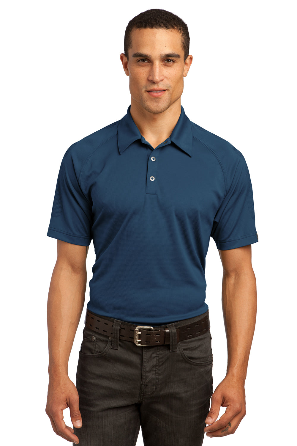 Ogio OG110 Mens Optic Moisture Wicking Short Sleeve Polo Shirt Indigo Blue Front