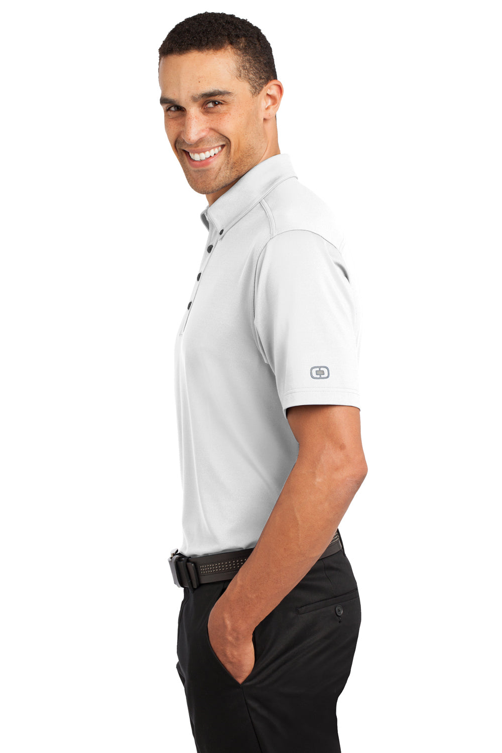 Ogio OG122 Mens Gauge Moisture Wicking Short Sleeve Polo Shirt White Side