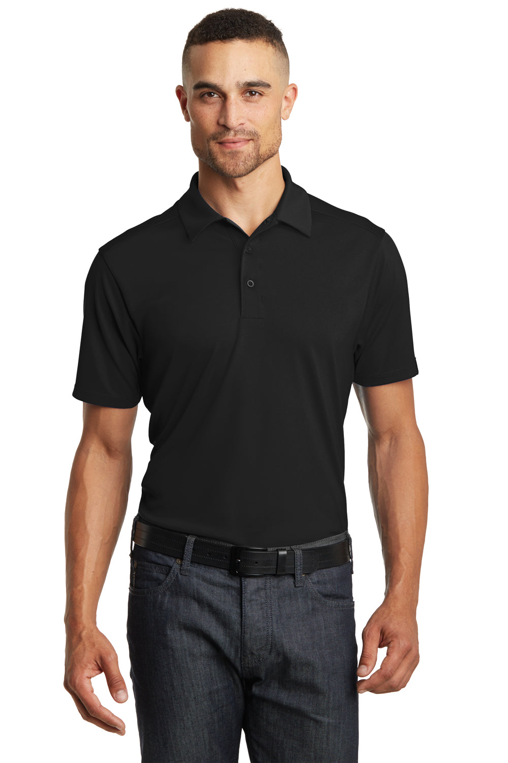 Ogio OG125 Mens Framework Moisture Wicking Short Sleeve Polo Shirt Black Front
