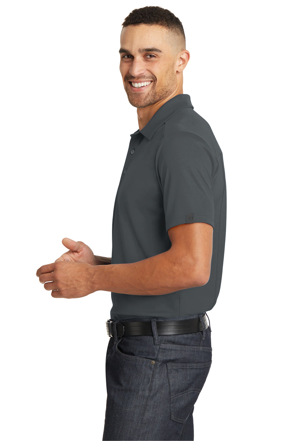 Ogio OG125 Mens Framework Moisture Wicking Short Sleeve Polo Shirt Diesel Grey Side