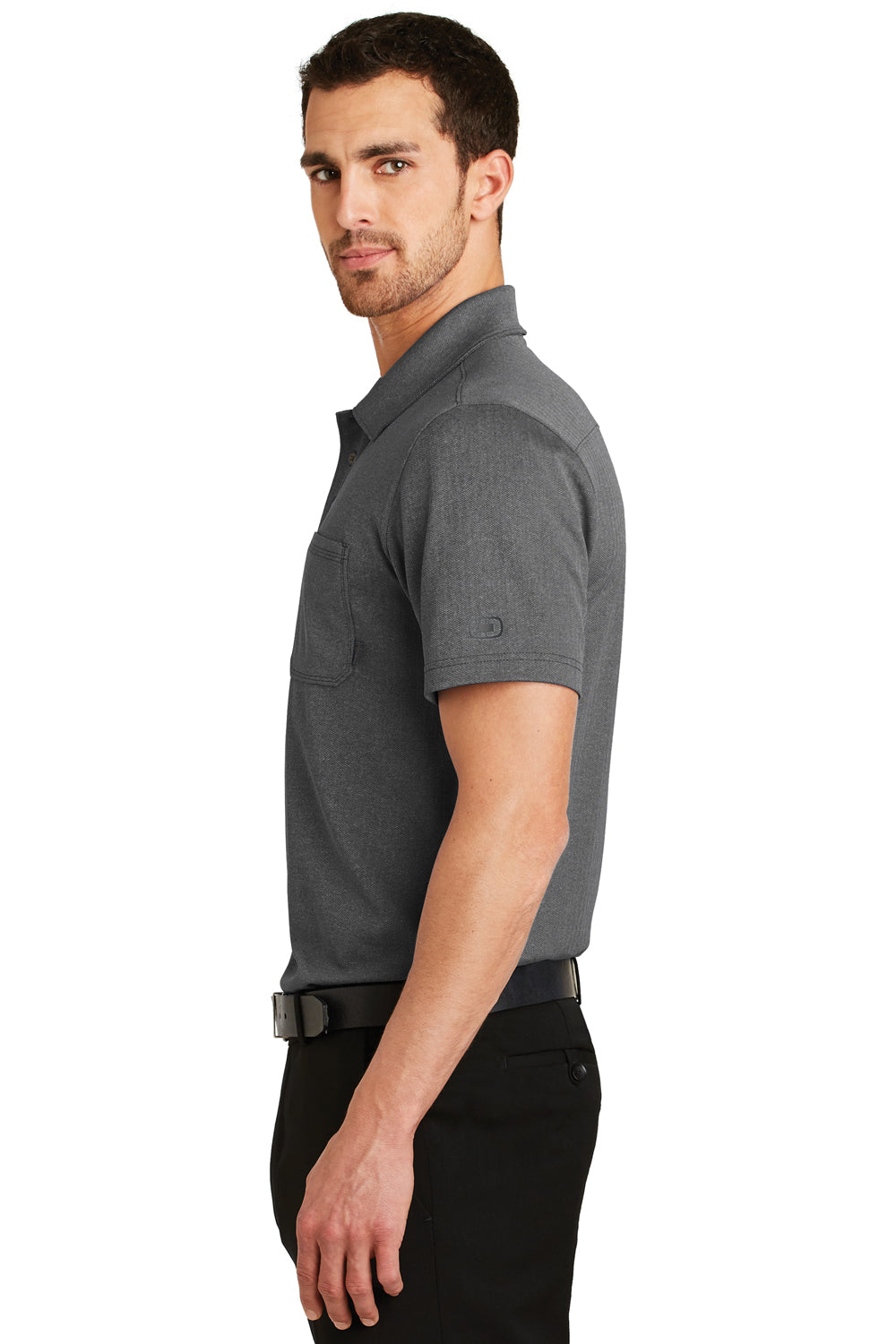Ogio OG129 Mens Express Moisture Wicking Short Sleeve Polo Shirt w/ Pocket Black Side