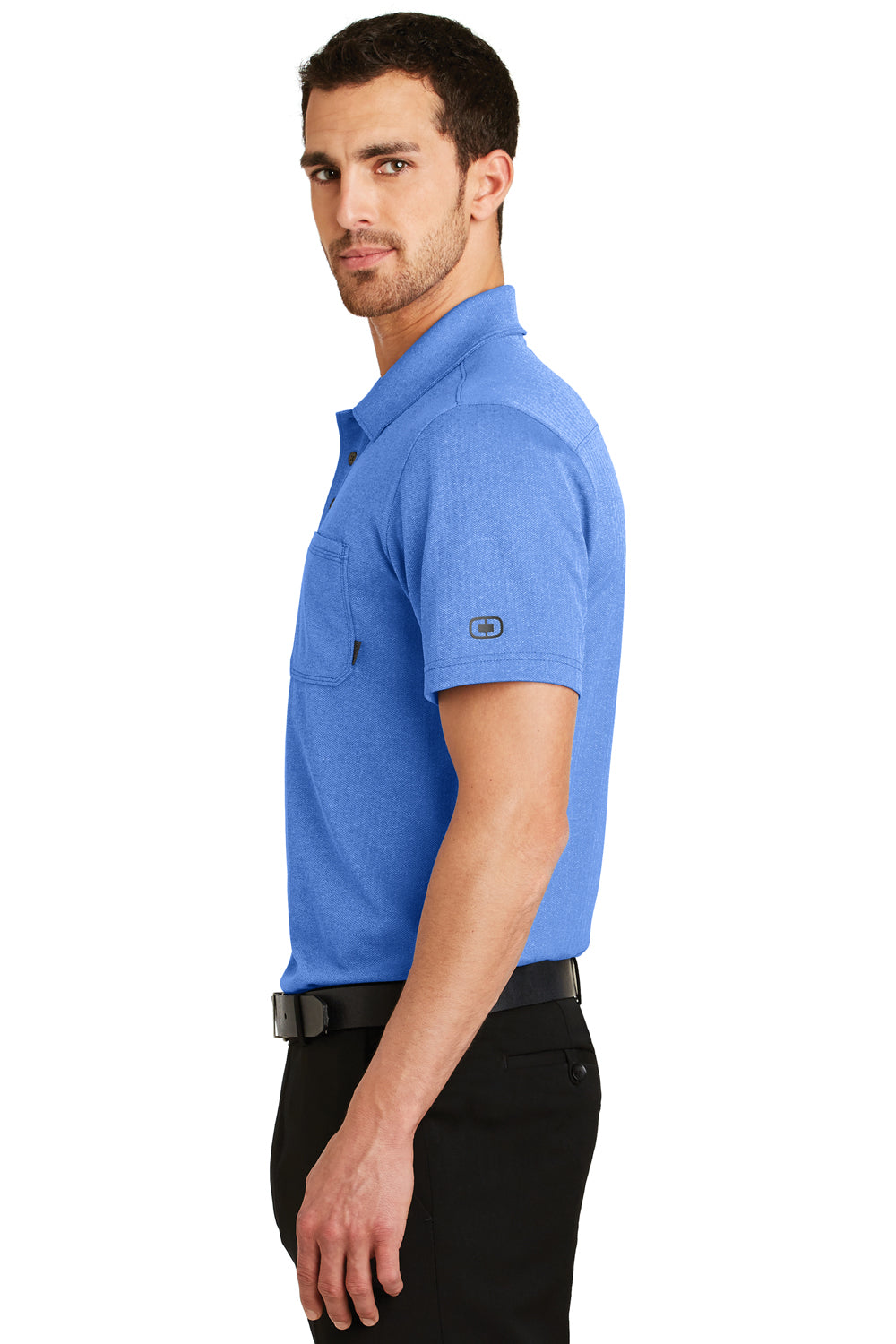 Ogio OG129 Mens Express Moisture Wicking Short Sleeve Polo Shirt w/ Pocket Blue Side