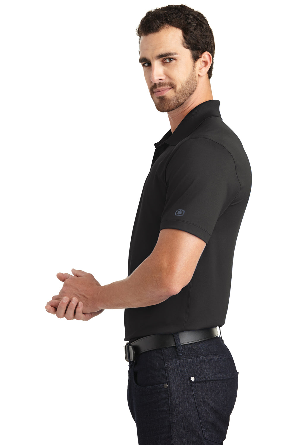Ogio OG130 Mens Metro Moisture Wicking Short Sleeve Polo Shirt Black Side