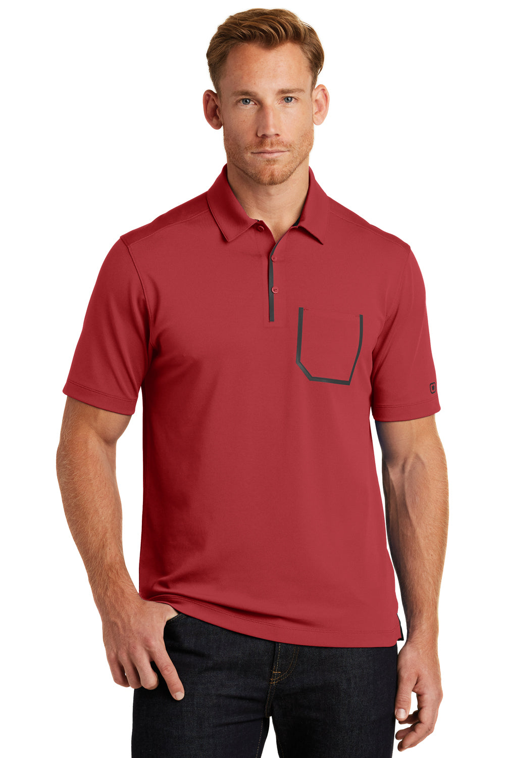 Ogio OG131 Mens Fuse Moisture Wicking Short Sleeve Polo Shirt w/ Pocket Red Front