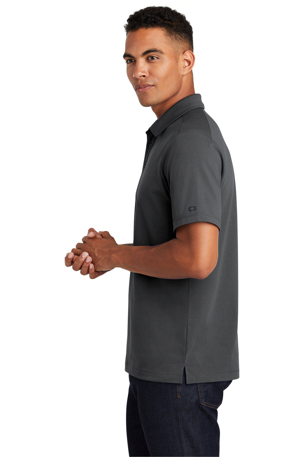 Ogio OG138 Mens Limit Moisture Wicking Short Sleeve Polo Shirt Diesel Grey Side