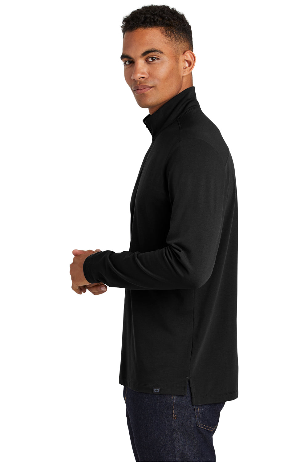Ogio OG139 Mens Limit Moisture Wicking 1/4 Zip Sweatshirt Black Side