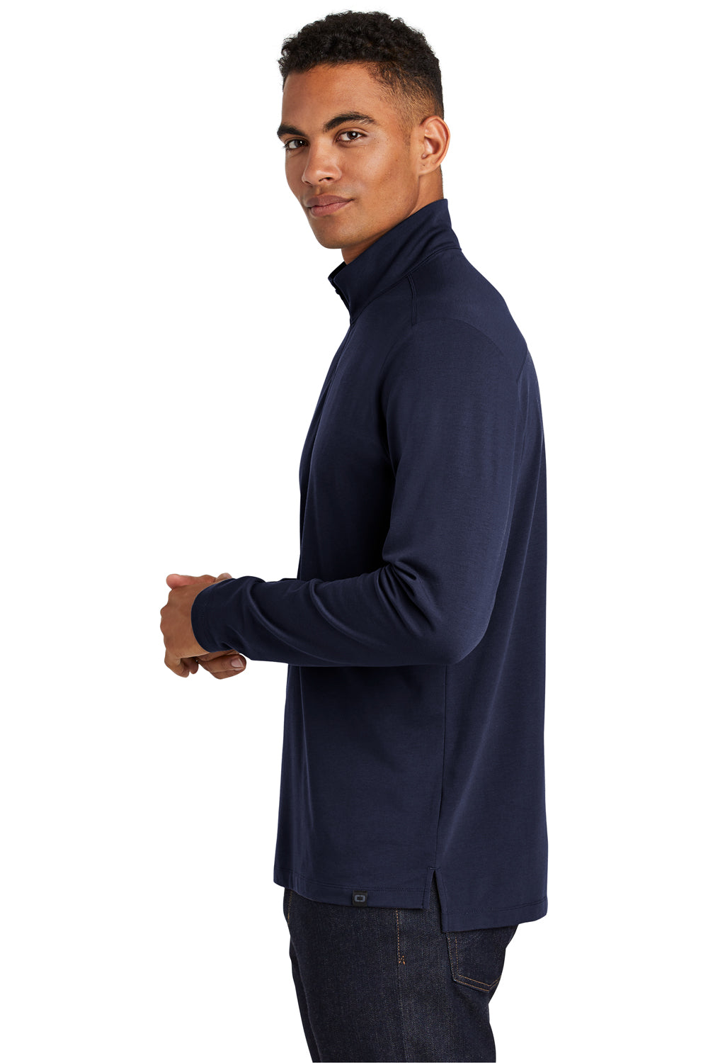 Ogio OG139 Mens Limit Moisture Wicking 1/4 Zip Sweatshirt Navy Blue Side