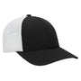 Pacific Headwear Mens Low Pro Mesh Adjustable Trucker Hat - Black/White/Black