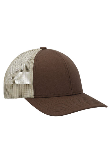 Pacific Headwear P114 Mens Low Pro Trucker Hat Brown/Kkahi/Brown Front