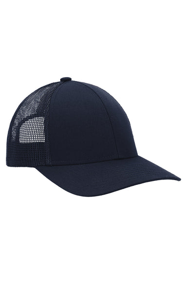 Pacific Headwear P114 Mens Low Pro Trucker Hat Navy Blue Front