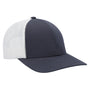 Pacific Headwear Mens Low Pro Mesh Adjustable Trucker Hat - Navy Blue/White/Navy Blue