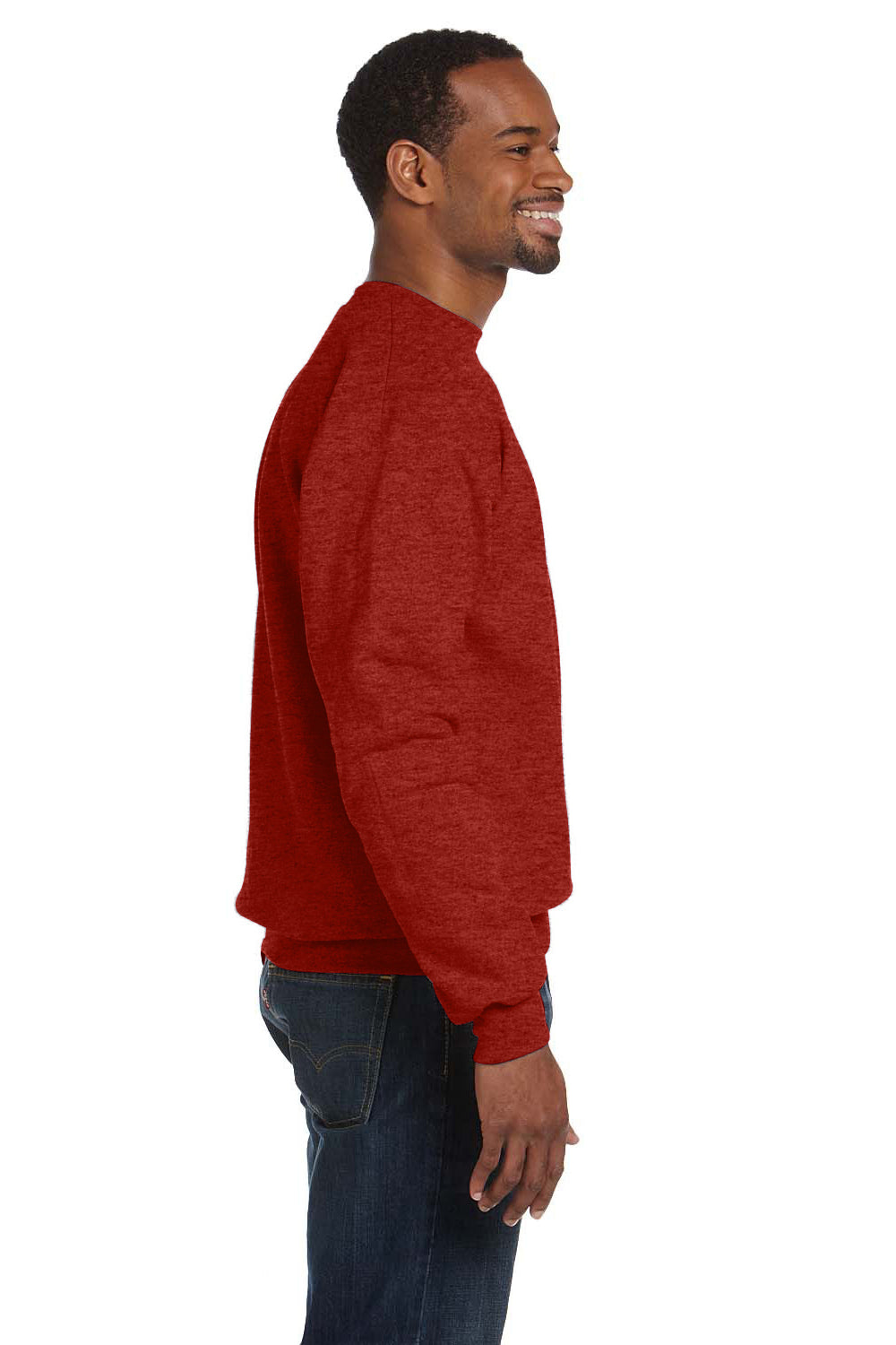 Hanes P160 EcoSmart Print Pro XP Fleece Crewneck Sweatshirt Heather Red Pepper Side