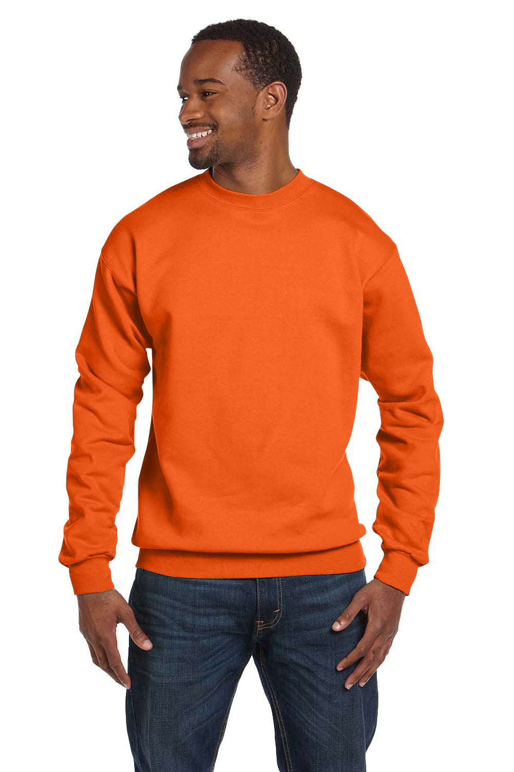 Hanes P160 EcoSmart Print Pro XP Fleece Crewneck Sweatshirt Orange Front