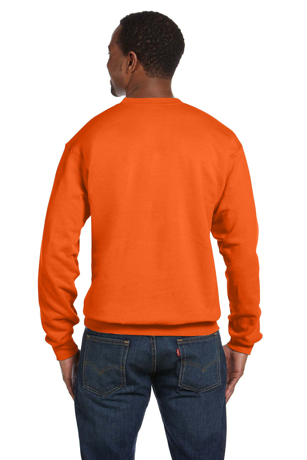 Hanes P160 EcoSmart Print Pro XP Fleece Crewneck Sweatshirt Orange Back