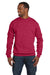 Hanes P160 EcoSmart Print Pro XP Fleece Crewneck Sweatshirt Heather Red Front