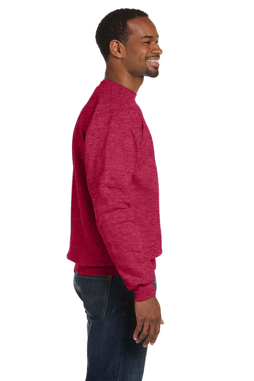 Hanes P160 EcoSmart Print Pro XP Fleece Crewneck Sweatshirt Heather Red Side