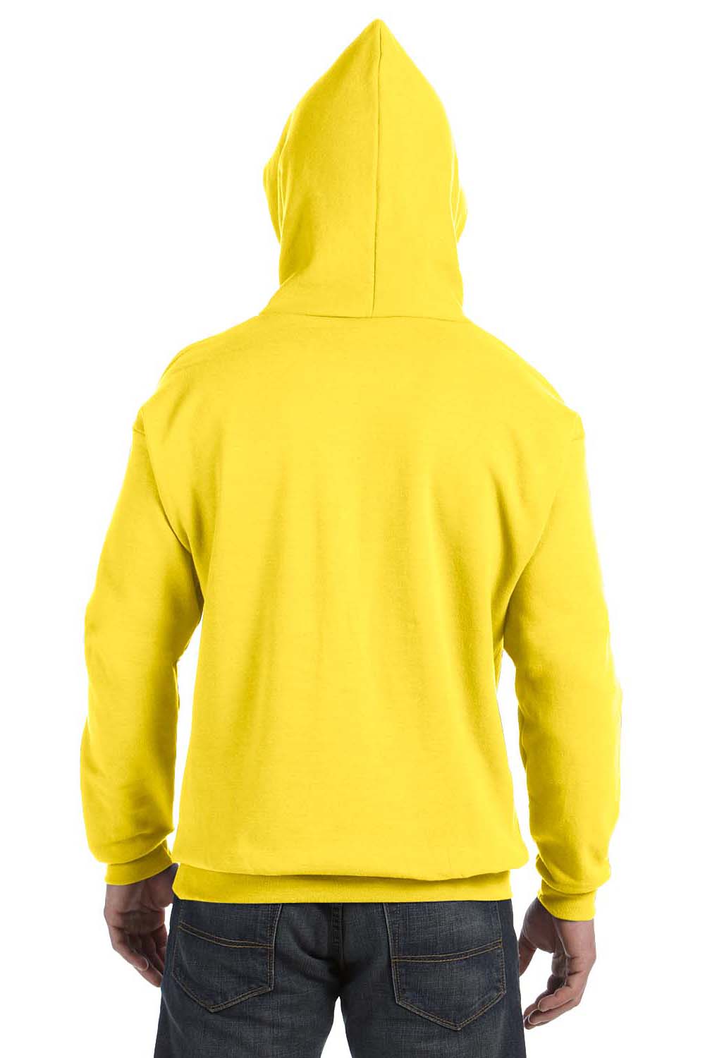 Hanes P170 Mens EcoSmart Print Pro XP Hooded Sweatshirt Hoodie Yellow Back