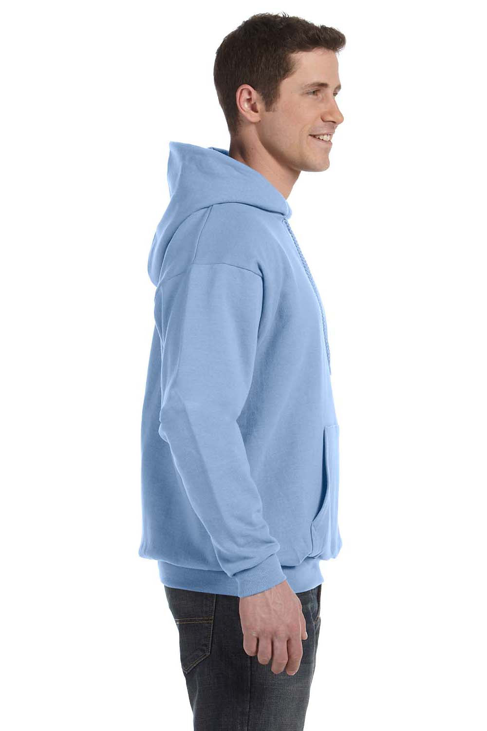 Hanes P170 Mens EcoSmart Print Pro XP Hooded Sweatshirt Hoodie Light Blue Side