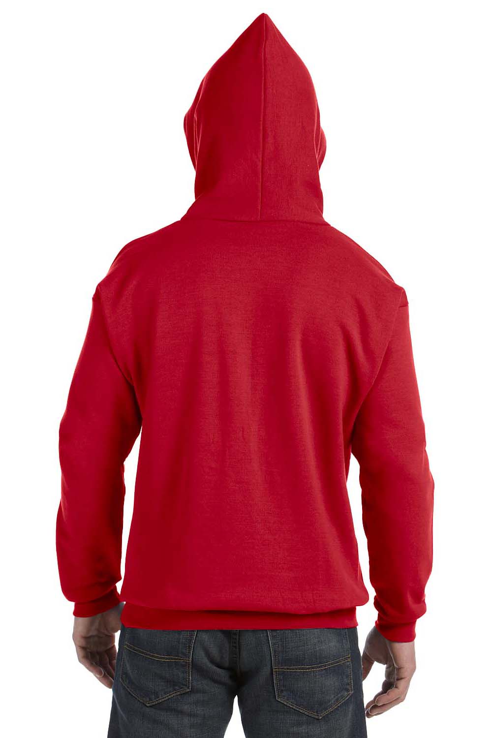 Hanes P170 Mens EcoSmart Print Pro XP Hooded Sweatshirt Hoodie Red Back