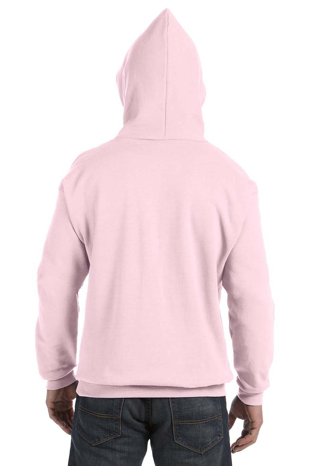 Hanes P170 Mens EcoSmart Print Pro XP Hooded Sweatshirt Hoodie Pale Pink Back