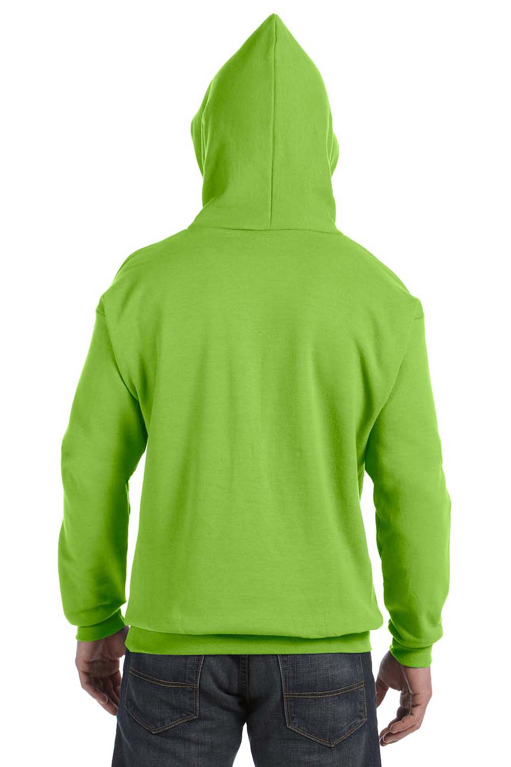 Hanes P170 Mens EcoSmart Print Pro XP Hooded Sweatshirt Hoodie Lime Green Back