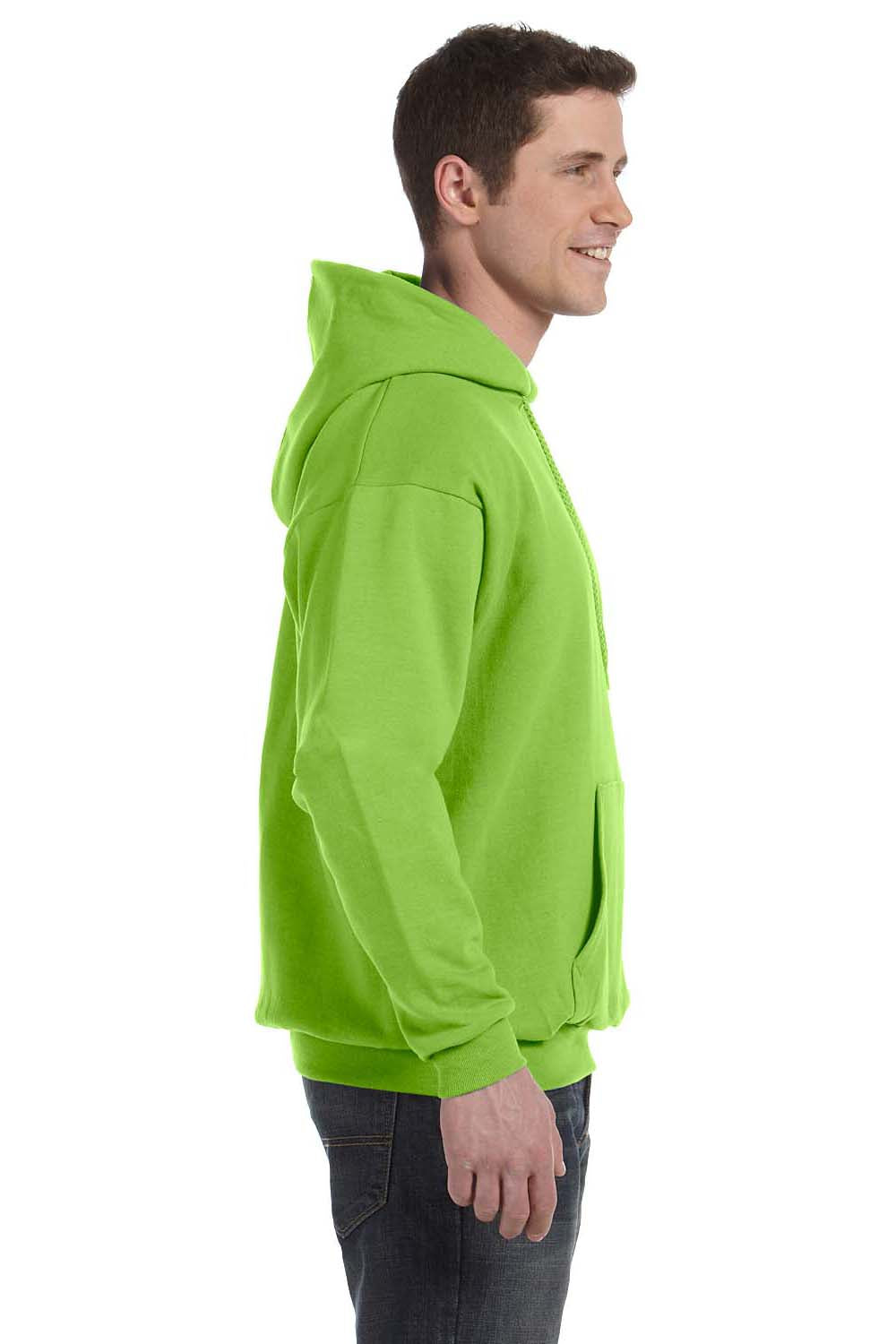 Hanes P170 Mens EcoSmart Print Pro XP Hooded Sweatshirt Hoodie Lime Green Side