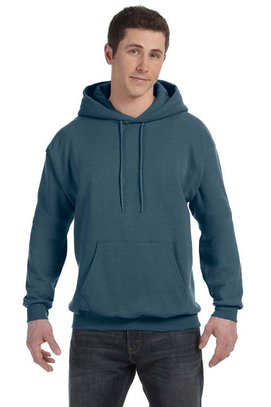 Hanes P170 Mens EcoSmart Print Pro XP Hooded Sweatshirt Hoodie Denim Blue Front