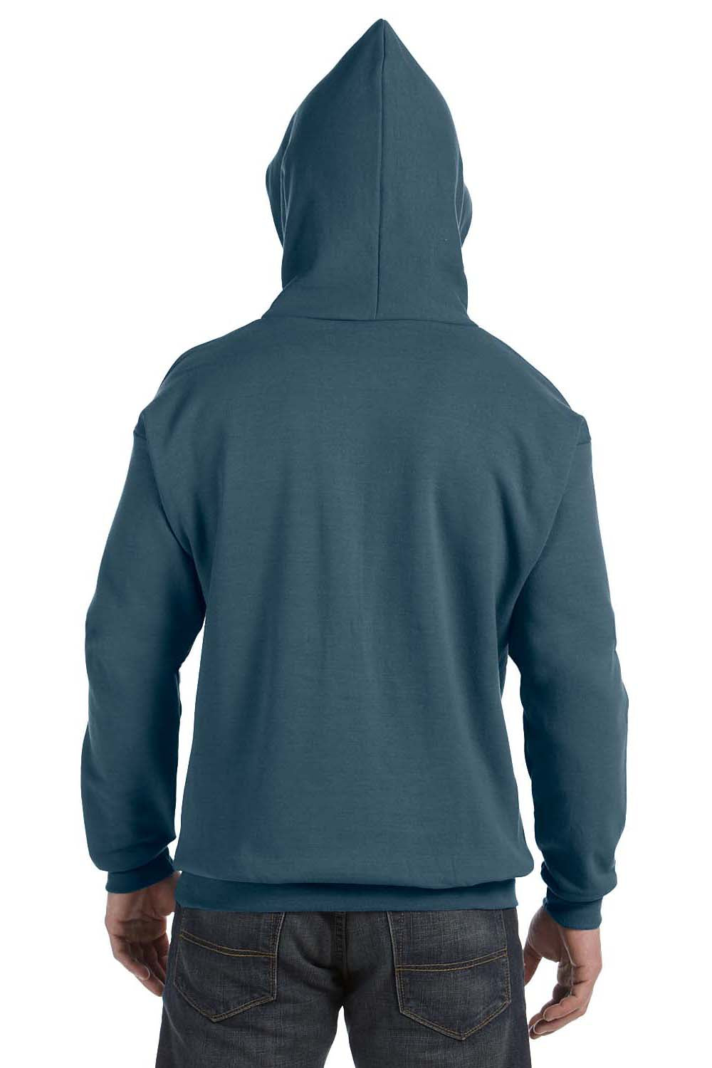 Hanes P170 Mens EcoSmart Print Pro XP Hooded Sweatshirt Hoodie Denim Blue Back