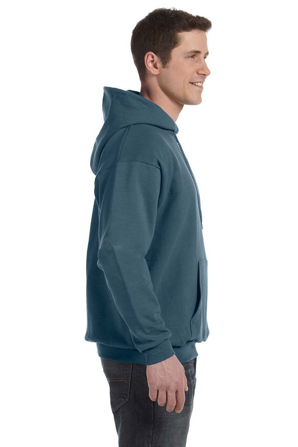 Hanes P170 Mens EcoSmart Print Pro XP Hooded Sweatshirt Hoodie Denim Blue Side
