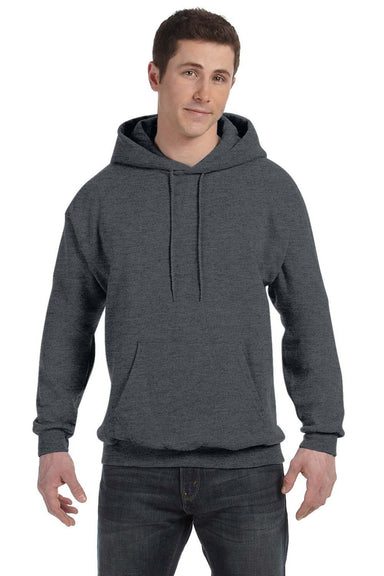 Hanes P170 Mens EcoSmart Print Pro XP Hooded Sweatshirt Hoodie Heather Charcoal Grey Front