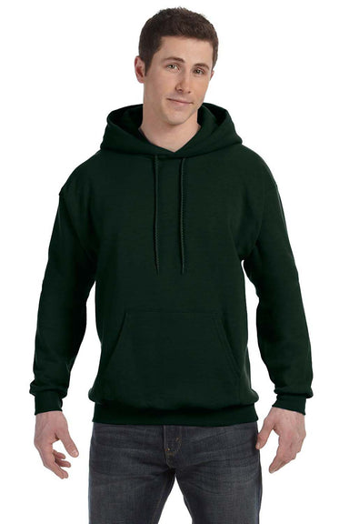 Hanes P170 Mens EcoSmart Print Pro XP Hooded Sweatshirt Hoodie Forest Green Front